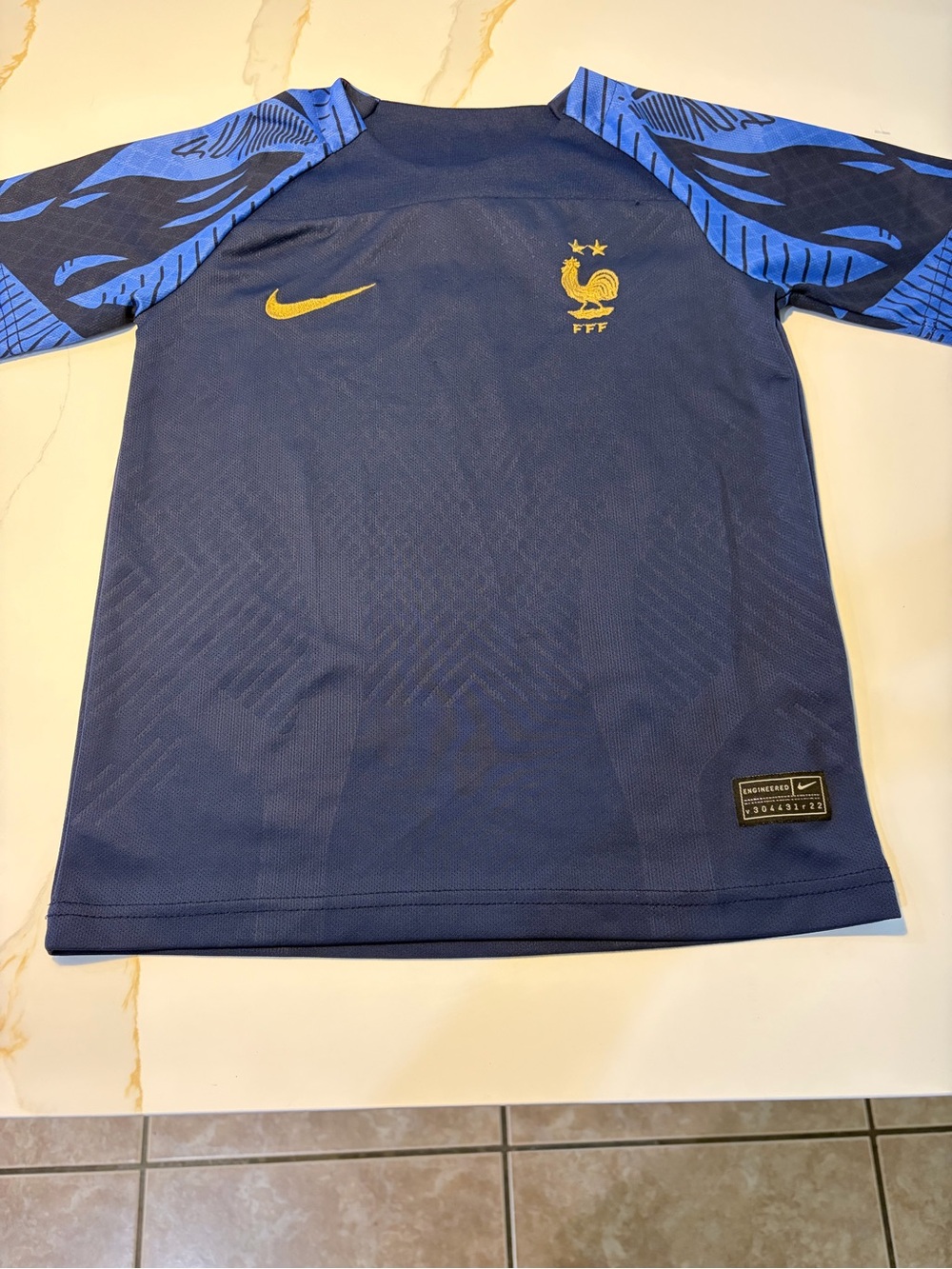 Nike Dark Blue and Yellow France Soccer Jersey Boys S (4-6)